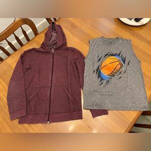 Tek Gear purple/burgandy hoodie jacket/muscle shirt bundle Size M (10/12)